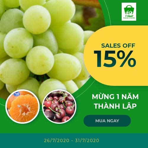 Giảm đến 25% mừng 1 năm thành lập T Fruit